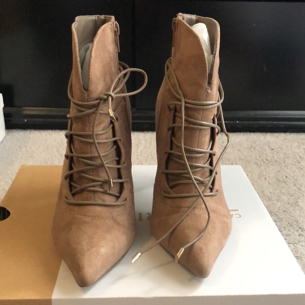 Brown suede booties